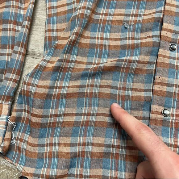 Vintage Levis Western Shirt Men’s Medium Blue Tab Pearl Snap USA Tapered READ - Picture 4 of 7